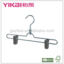 Aluminium skirt/trousers hanger with plastic clips and swivel hook